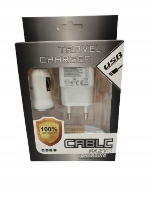 Ładowarka sieciowa samochodowa +kabel USB