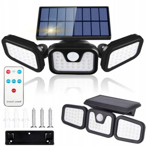 Lampa Solarna Uliczna 74 Led Czujnik Ruchu Zewnętrzna +gratis