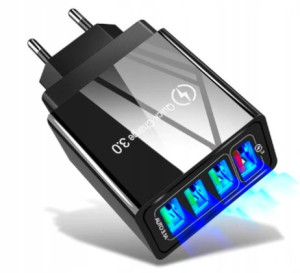 Szybka Ładowarka Siec. Quick Charge 3.0-4xusb Led