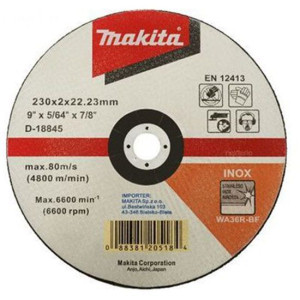 Tarcza Do Cięcia Metalu 'makita D-18845' Wypukła 230 X 2 X 22mm