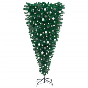 Odwrócona, sztuczna choinka z lampkami LED i bombkami, 150 cm
