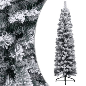 Smukła, sztuczna choinka, ośnieżona, zielona, 120 cm, PVC