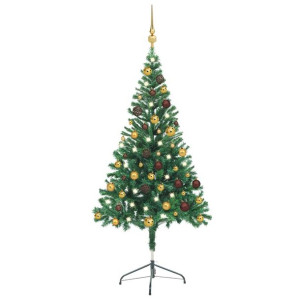 Sztuczna choinka z lampkami LED i bombkami, 150 cm, 380 gałązek