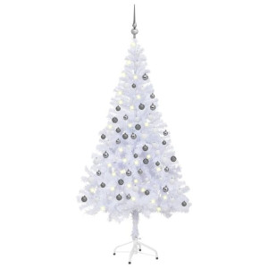 Sztuczna choinka z lampkami LED i bombkami, 150 cm, 380 gałązek