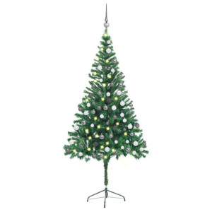 Sztuczna choinka z lampkami LED i bombkami, 180 cm, 564 gałązki