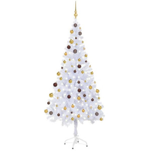 Sztuczna choinka z lampkami LED i bombkami, 180 cm, 620 gałązek