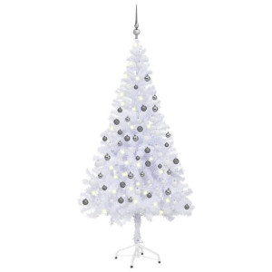 Sztuczna choinka z lampkami LED i bombkami, 180 cm, 620 gałązek