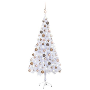 Sztuczna choinka z lampkami LED i bombkami, 180 cm, 620 gałązek