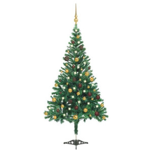 Sztuczna choinka z lampkami LED i bomkami, 210 cm, 910 gałązek