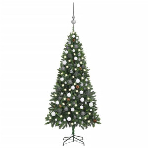 Sztuczna choinka z lampkami LED, bombkami i szyszkami, 180 cm