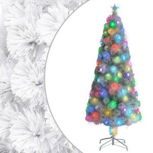 Sztuczna choinka z LED, biała, 240 cm, włókno optyczne