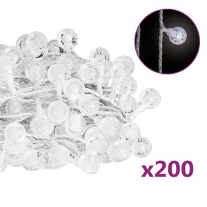 Lampki świąteczne, 20 m, 200 diod LED, zimna biel, 8 funkcji