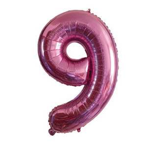 Balon Cyfra Numer 9 Urodziny Rocznica Duża 75 Cm Różowa