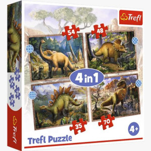PUZZLE 4w1 Ciekawe dinozaury 34383 Trefl