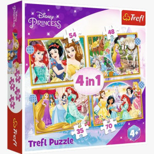 PUZZLE 4w1 Szczęśliwy dzień Disney Princess 34385 Trefl