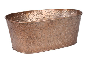 Owalny Miedziany Metalowy Koszyk W Renifery 30x20x12 Cm