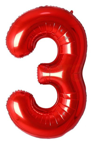 Balon Cyfra Numer 3 Urodziny Rocznica Duża 75 Cm Czerwony
