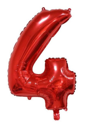 Balon Cyfra Numer 4 Urodziny Rocznica Duża 75 Cm Czerwony