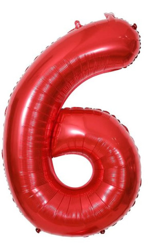 Balon Cyfra Numer 6 Urodziny Rocznica Duża 75 Cm Czerwony