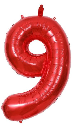 Balon Cyfra Numer 9 Urodziny Rocznica Duża 75 Cm Czerwony