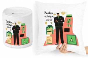 Dla Bankiera Zestaw Poduszka + Skarbonka Prezent