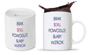 Zestaw Śmieszny Zabawny Prezent Kubek + Skarbonka