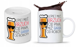 Zestaw Śmieszny Zabawny Prezent Kubek + Skarbonka