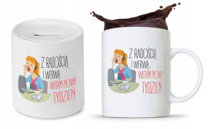 Zestaw Śmieszny Zabawny Prezent Kubek + Skarbonka