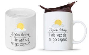 Zestaw Śmieszny Zabawny Prezent Kubek + Skarbonka