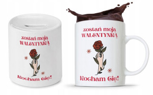 Zestaw Walentynki Dla Dziewczyny Kubek + Skarbonka