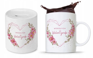 Zestaw Walentynki Dla Dziewczyny Kubek + Skarbonka