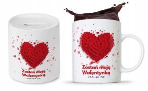 Zestaw Walentynki Dla Dziewczyny Kubek + Skarbonka