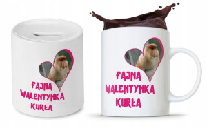 Zestaw Walentynki Dla Dziewczyny Kubek + Skarbonka