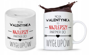 Zestaw Walentynki Dla Dziewczyny Kubek + Skarbonka