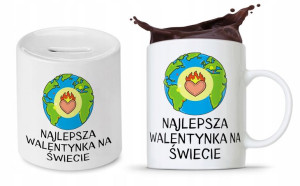 Zestaw Walentynki Dla Dziewczyny Kubek + Skarbonka