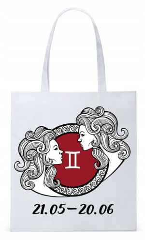Znaki Zodiaku Bliźnięta Torba Biała Eco Shopper
