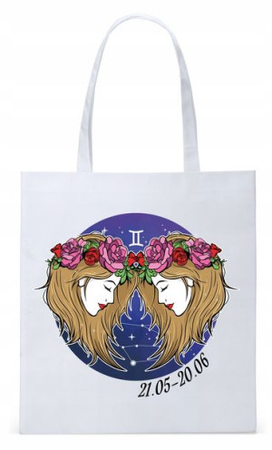 Znaki Zodiaku Bliźnięta Torba Biała Eco Shopper