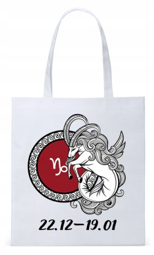 Znaki Zodiaku Koziorożec Torba Biała Eco Shopper