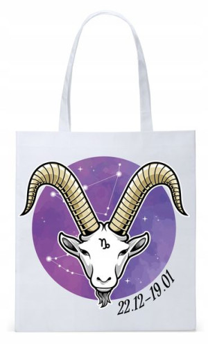 Znaki Zodiaku Koziorożec Torba Biała Eco Shopper