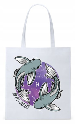 Znaki Zodiaku Ryby Torba Biała Eco Shopper