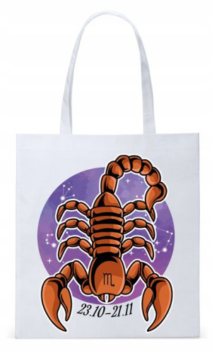 Znaki Zodiaku Skorpion Torba Biała Eco Shopper