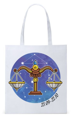 Znaki Zodiaku Waga Torba Biała Eco Shopper