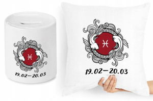 Znaki Zodiaku Zestaw Poduszka + Skarbonka Prezent