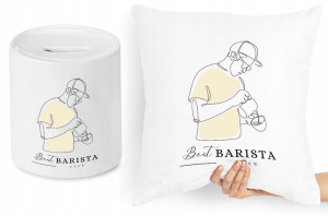 Dla Baristy Zestaw Poduszka + Skarbonka Prezent
