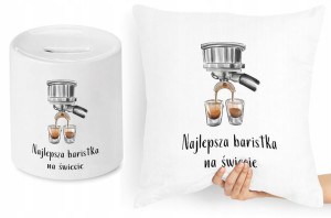 Dla Baristy Zestaw Poduszka + Skarbonka Prezent