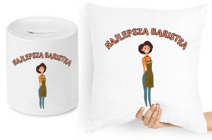Dla Baristy Zestaw Poduszka + Skarbonka Prezent