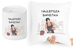 Dla Baristy Zestaw Poduszka + Skarbonka Prezent