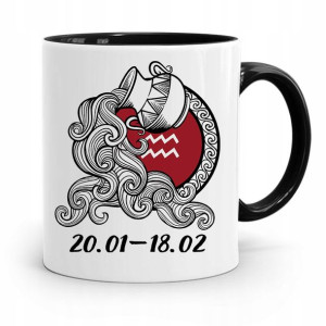 Znaki Zodiaku Zodiakara Kubek Czarny Wodnik