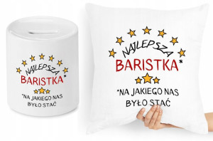 Dla Baristy Zestaw Poduszka + Skarbonka Prezent