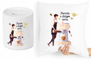 Dla Baristy Zestaw Poduszka + Skarbonka Prezent